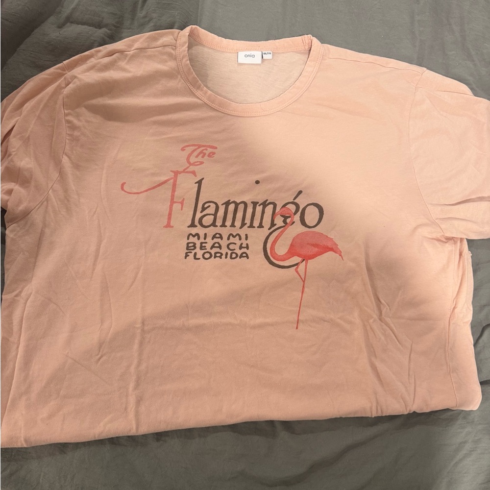 Onia Peach Flamingo Graphic Tee